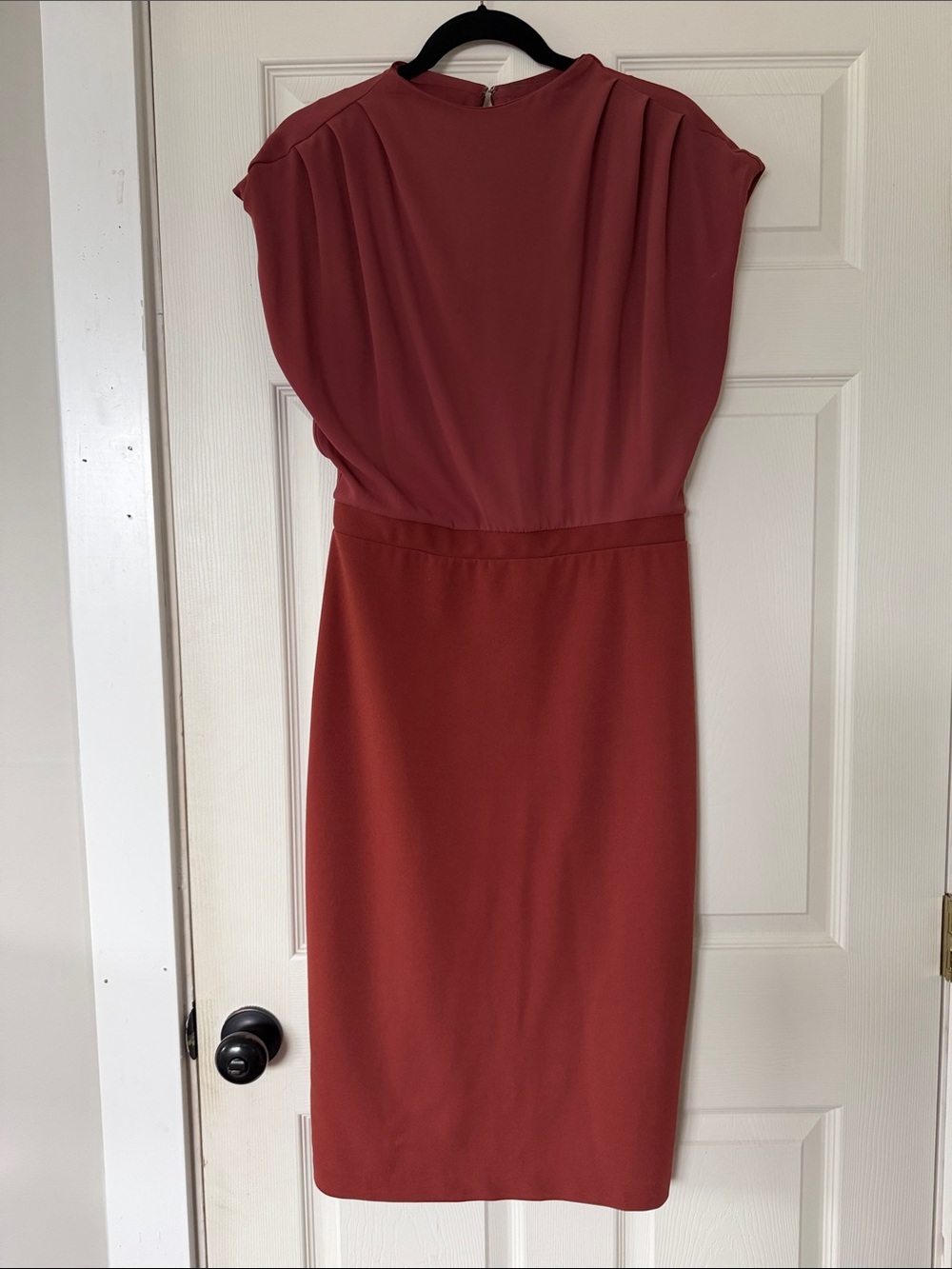 Express Two-Tone Midi Dress in Rose and Terracotta
